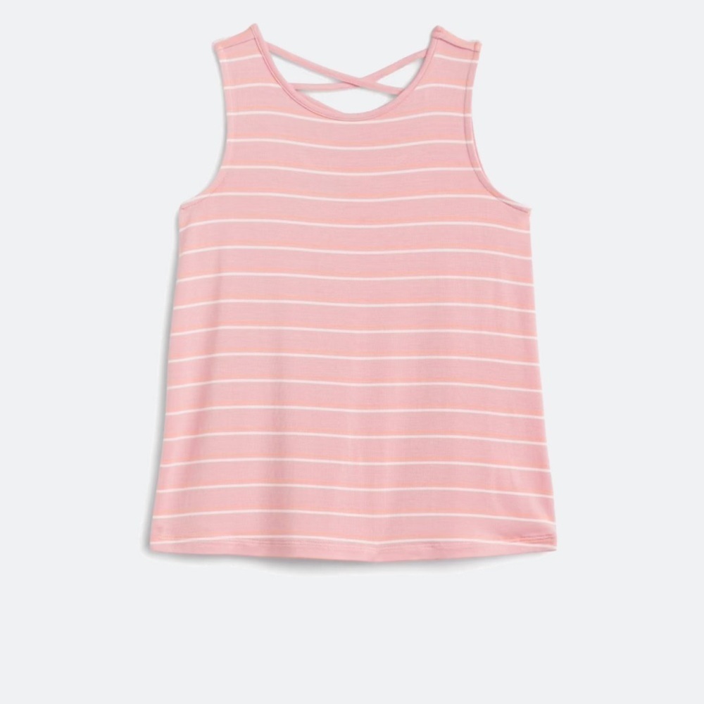 Rumi+Ryder pink and white cross back tank top size medium (8-10).